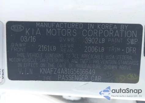 2016 Kia Forte Ex from USA, damaged, VIN KNAFZ4A81G5616649